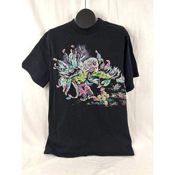 VTG 90s Hazelwood Team Premo Feathered Serpent Quetzalcoatl Art T-Shirt LARGE - Picture 5 of 14